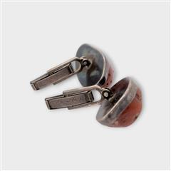 Vintage Large Sterling Silver 925 Natural Agate Gemstone Cufflinks